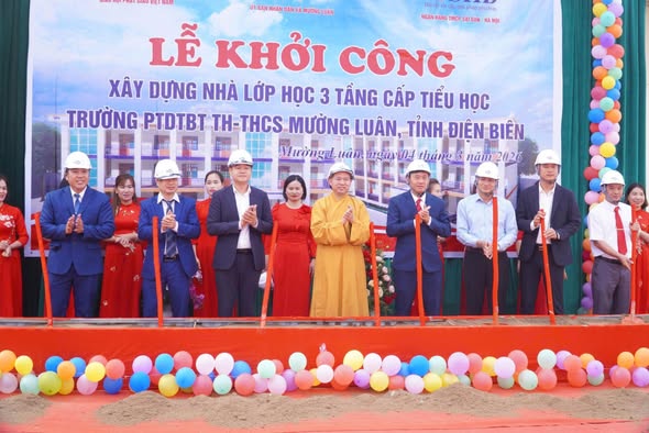 LỄ KHỞI CÔNG XÂY DỰNG NHÀ LỚP HỌC 3 TẦNG CẤP TIỂU HỌC TRƯỜNG PHỔ THÔNG DÂN TỘC BÁN TRÚ TIỂU HỌC - TRUNG HỌC CƠ SỞ MƯỜNG LUÂN